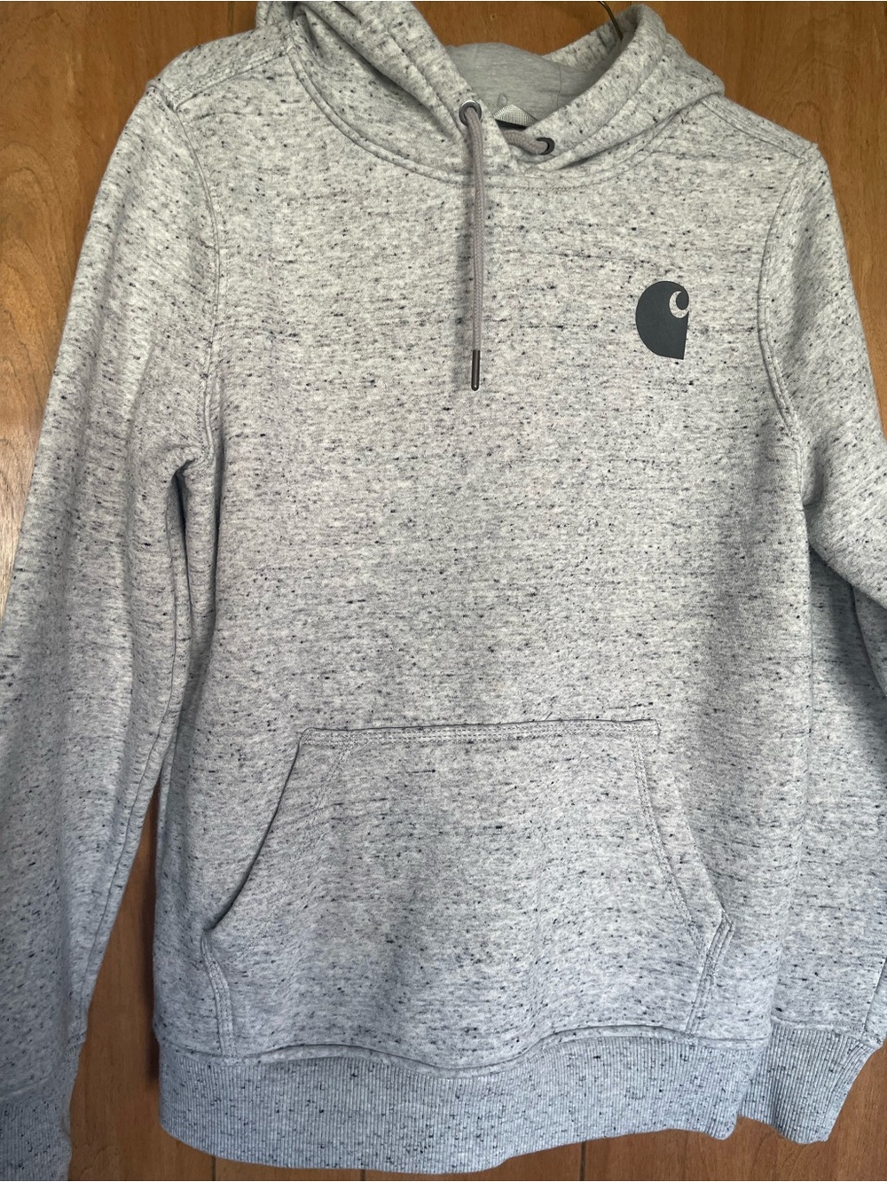 Carhartt Heather Gray Pullover Hoodie - women small Knit Sweatshirt relaxed cozy